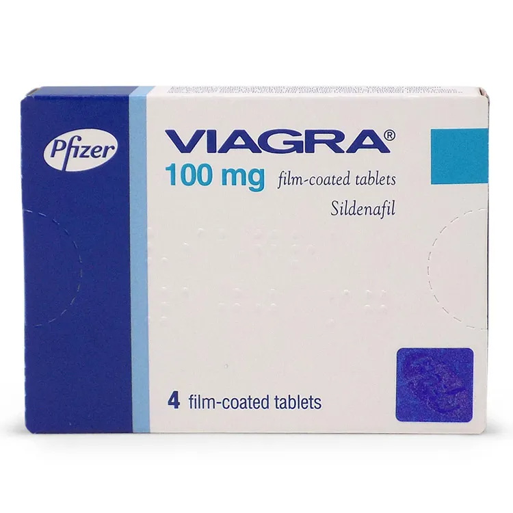 Buy Viagra 100 mg Official clinical packaging of Viagra 100 mg film-coated blue diamond-shaped tablets showing dosage strength and Pfizer branding from Pharma Research .eu