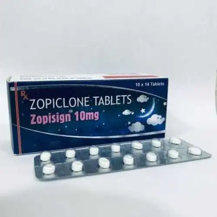Official clinical packaging of Zopiclone 10mg tablets showing high-strength dosage and controlled drug warning from Pharma Research .eu
